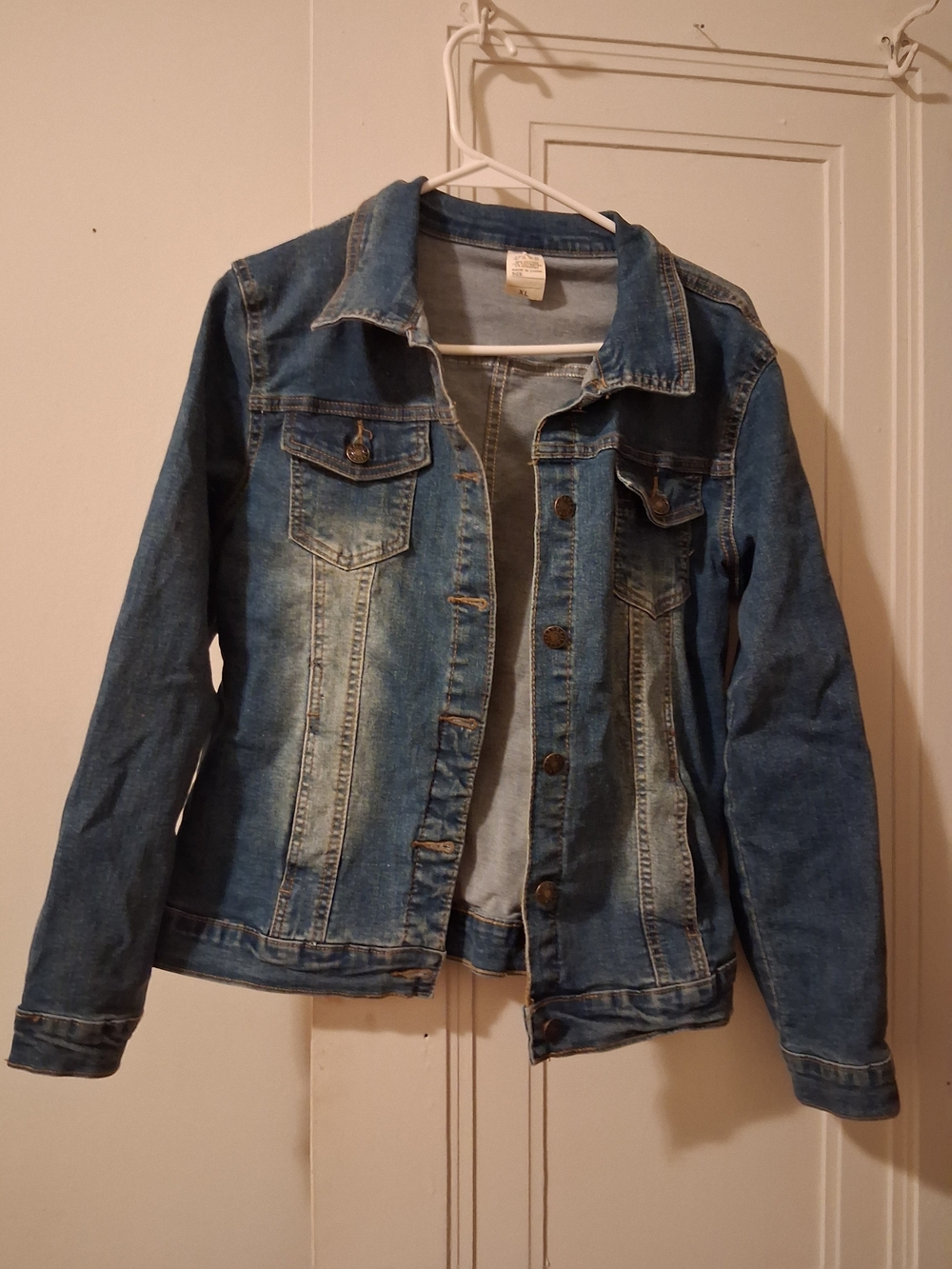 Women's Distressed Denim Jacket in Blue